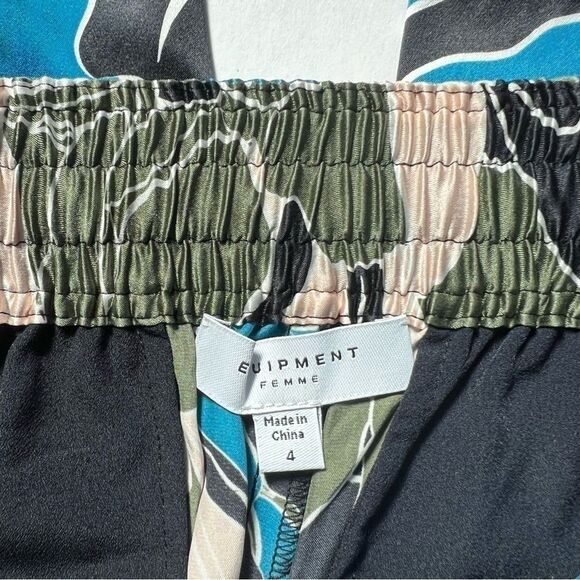 Equipment Suzette Floral Print Drawstring Silk Pants In ECLIPSEMULTI Size 4 NWOT - Picture 5 of 10